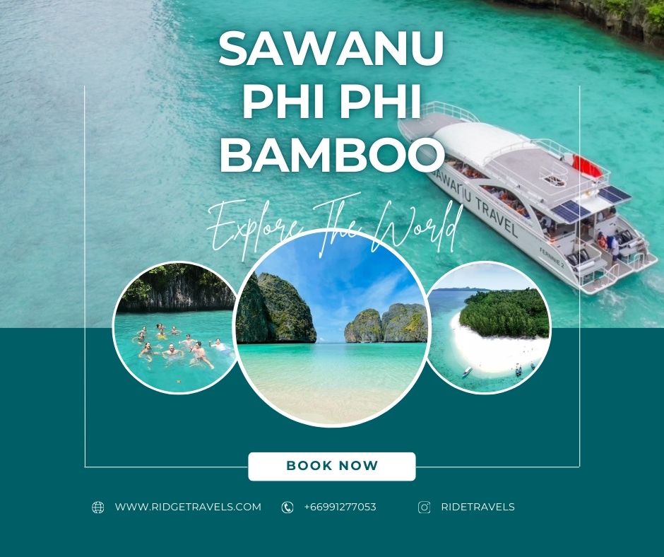PHUKET / KHOALAK : FULL DAY PHI PHI MAYA BAMBOO CATAMARAN SPEED BOAT  BY SAWANU (OPERATE FROM KHOALAK : TUESDAY THURSDAY SATURDAY)