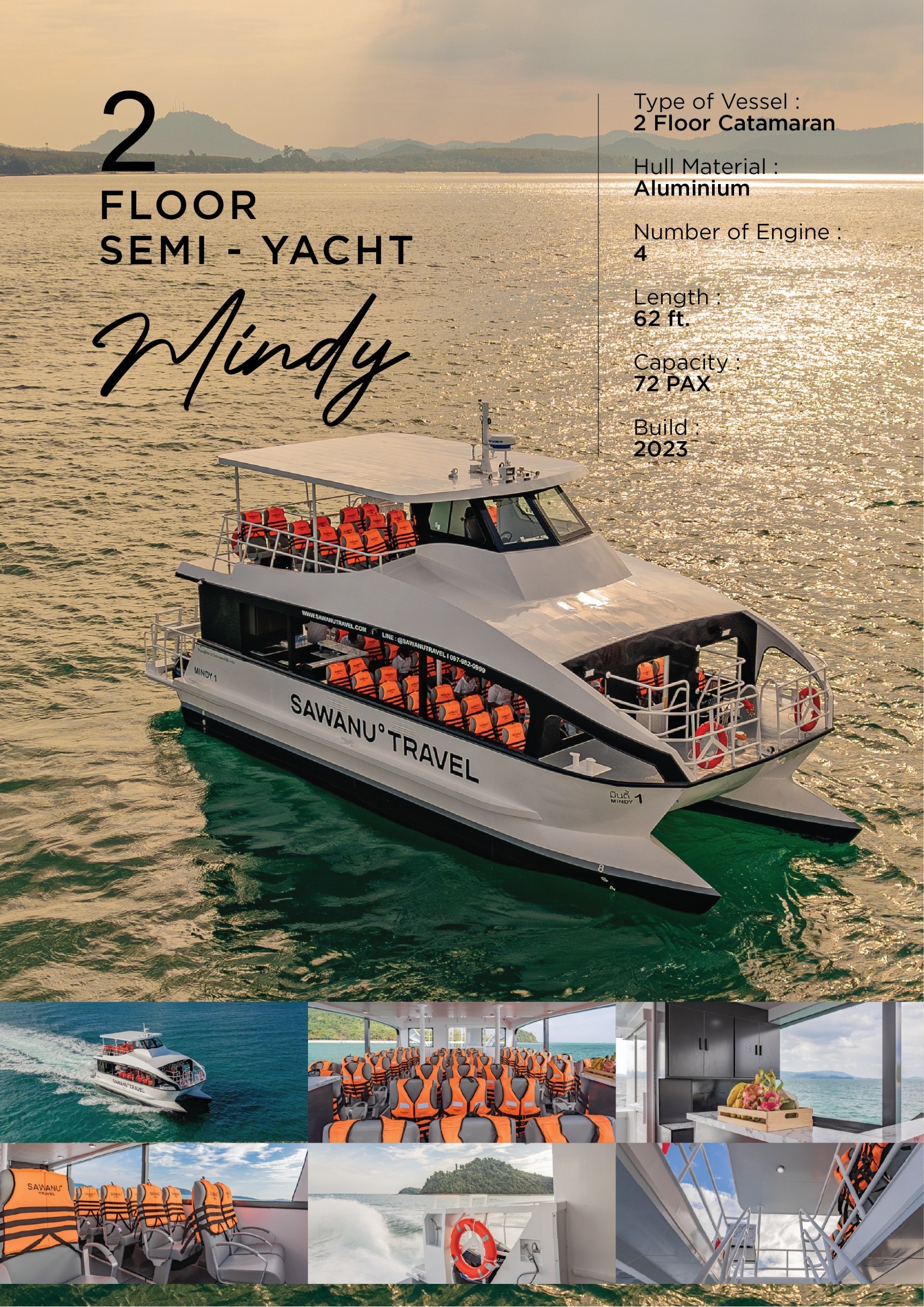 PHUKET/KHOALAK:PHI PHI-MAYA-KHAI ISLAND SPEED SEMI-YACTH CATAMARN SLIDER  MINDY