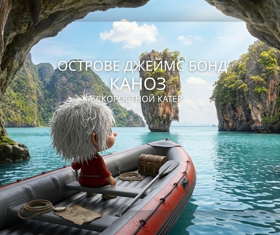 ПХУКЕТ :  КАНОЗ НА ОСТРОВЕ ДЖЕЙМС БОНД   СКОРОСТНОЙ КАТЕР ( РУССКИЙ )