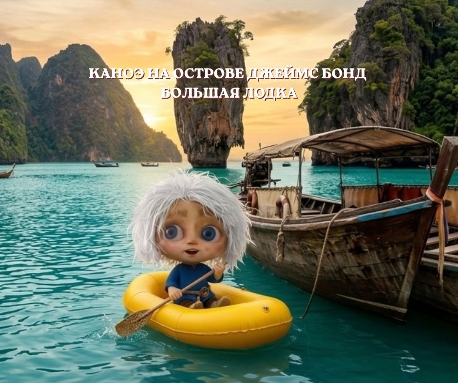 ПХУКЕТ :  КАНОЭ НА ОСТРОВЕ ДЖЕЙМС БОНД   БОЛЬШАЯ ЛОДКА  ( РУССКИЙ )